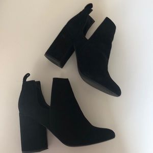 Steve Madden black suede cutout booties